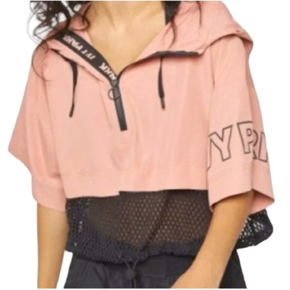 IVY PARK Crop Pink/Black 1/4 Zip Hooded Jacket Women's Size Medium